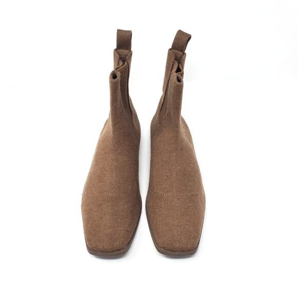 Vivaia Square Toe Chelsea Pull On Ankle Boots Brown Sustainable Size 37 US 6.5 - Picture 4 of 9